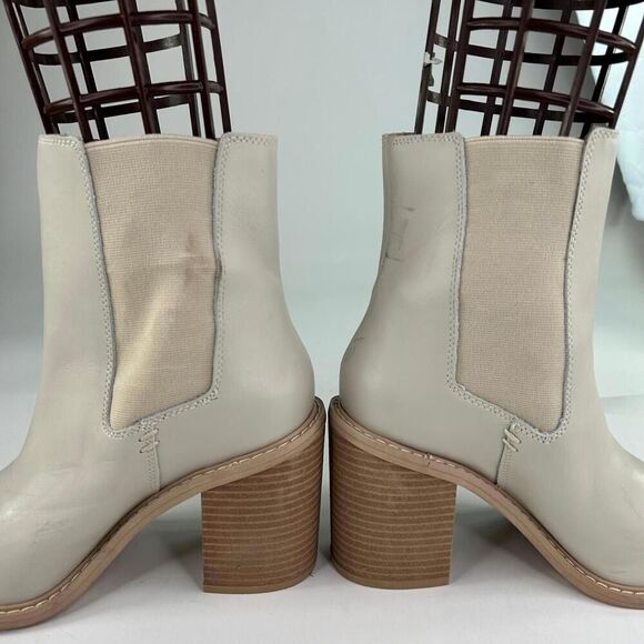 Crown Vintage Pimmy Bootie Women's US 8.5 M Beige Leather Heels Chelsea Boots - Picture 12 of 15